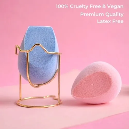 1 Microfiber Sponge (blush)   1 Microfiber Sponge (contour & baking)   1 Makeup Sponge Holder (Gold)