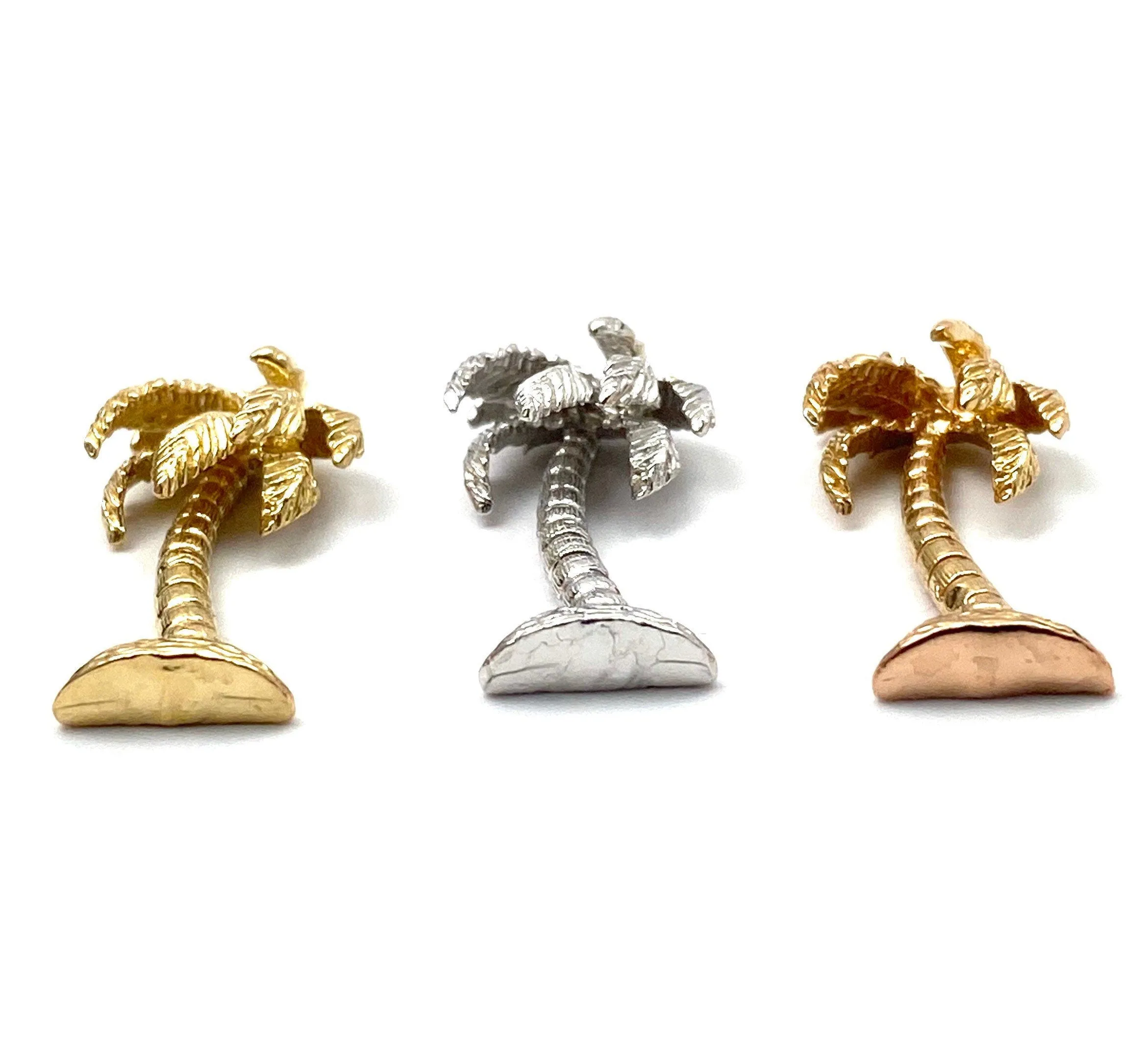 14K solid white gold, rose gold and yellow gold palm tree charm, SKU# L-90