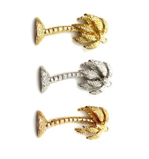 14K solid white gold, rose gold and yellow gold palm tree charm, SKU# L-90