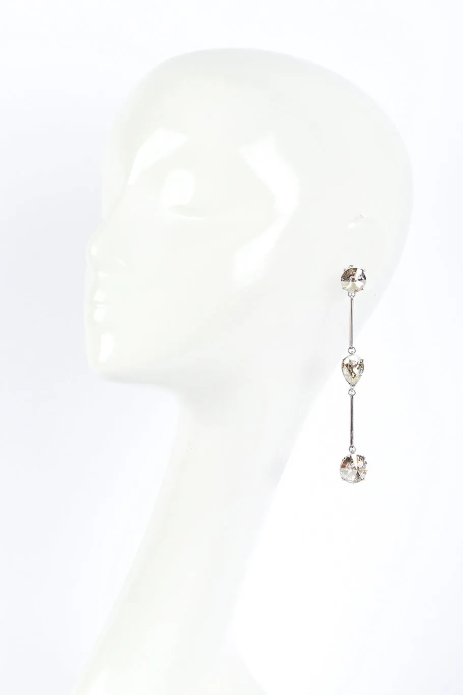 3 Clear Crystal Bar Link Earrings