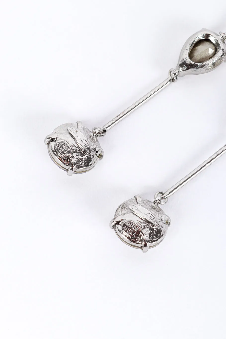 3 Clear Crystal Bar Link Earrings