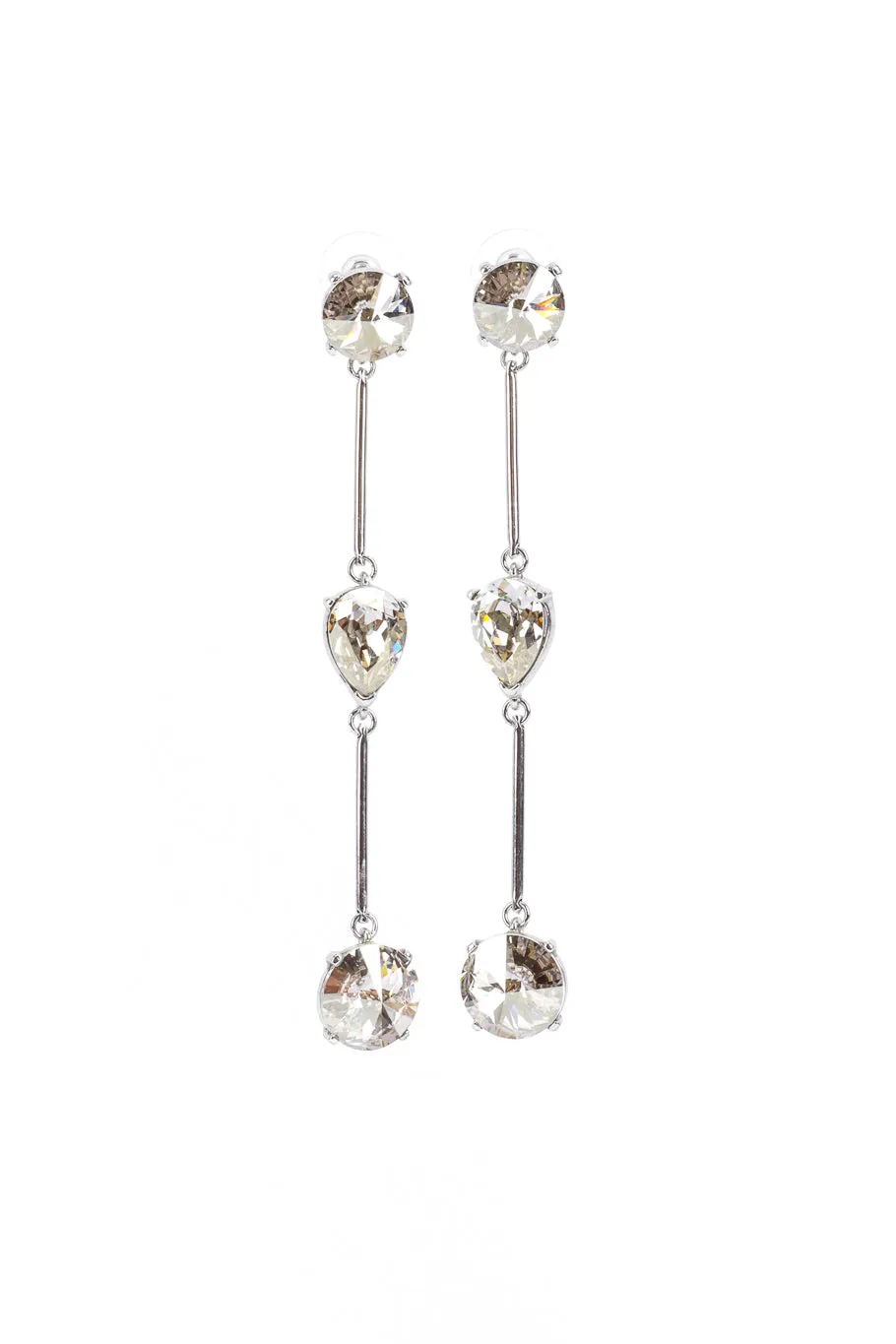 3 Clear Crystal Bar Link Earrings