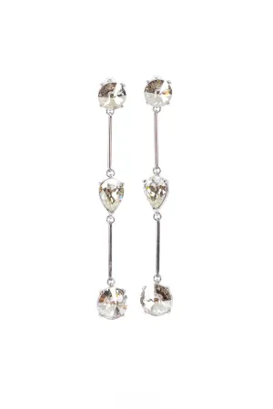 3 Clear Crystal Bar Link Earrings