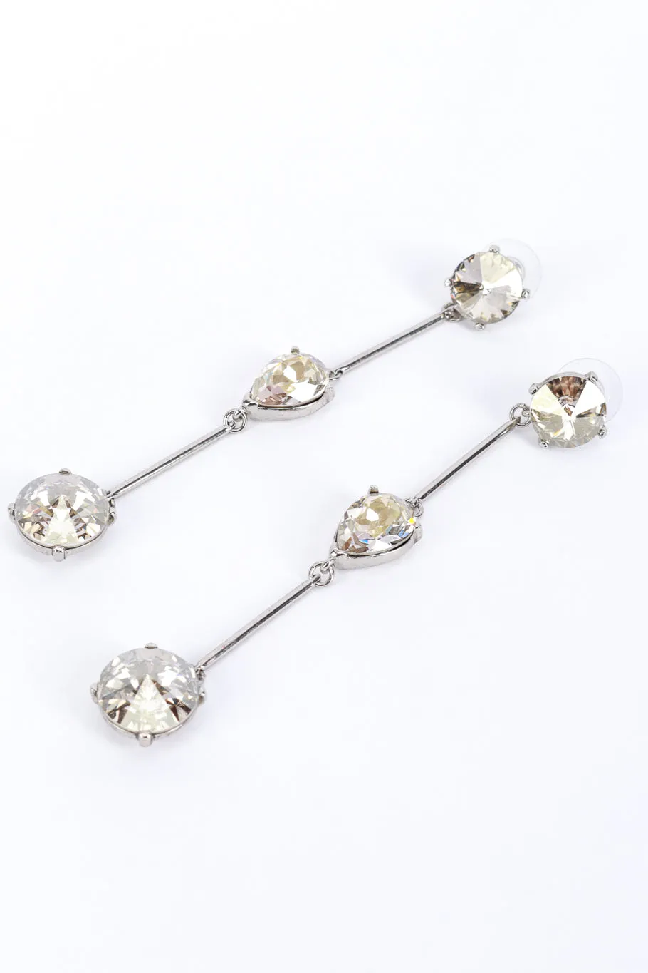 3 Clear Crystal Bar Link Earrings