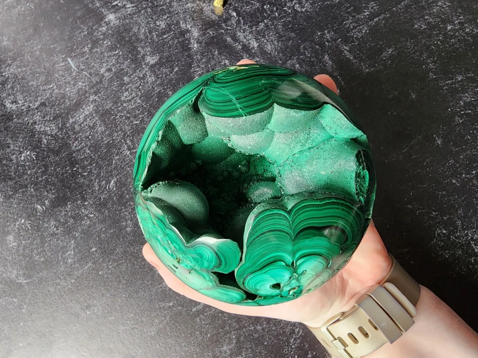4 lb Malachite Druzy Sphere