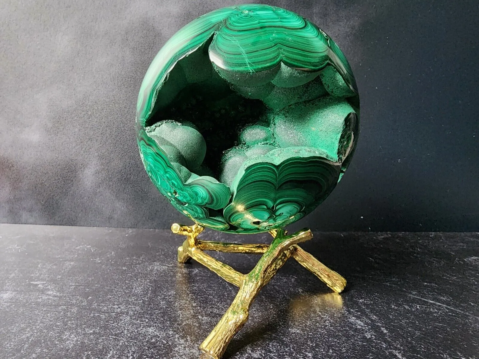 4 lb Malachite Druzy Sphere