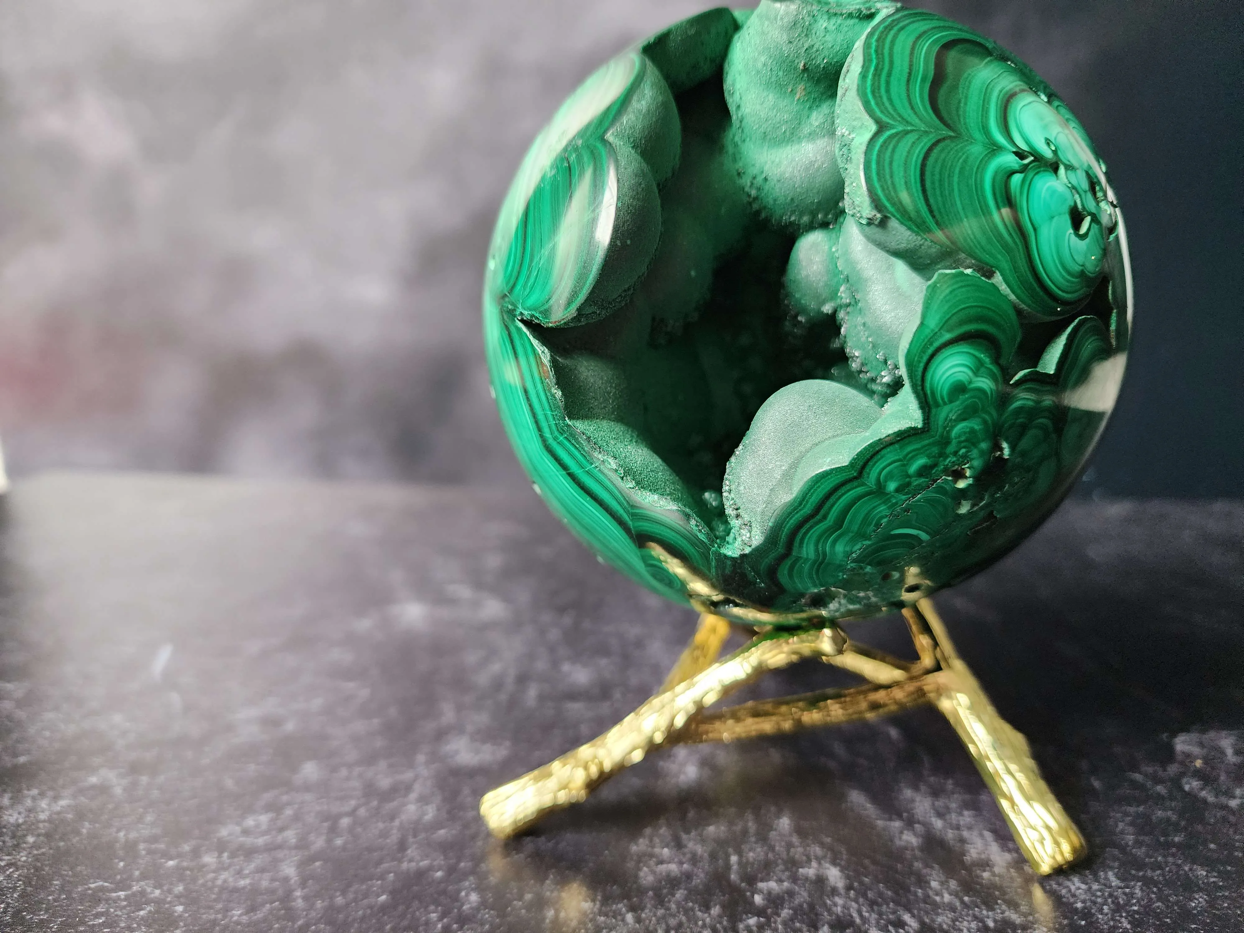 4 lb Malachite Druzy Sphere