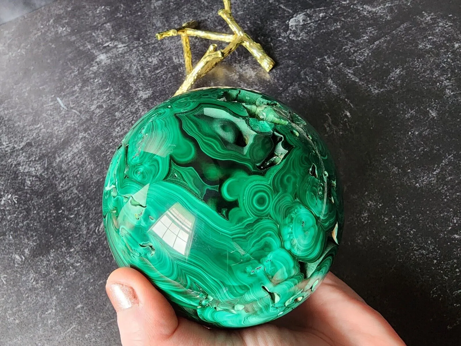 4 lb Malachite Druzy Sphere