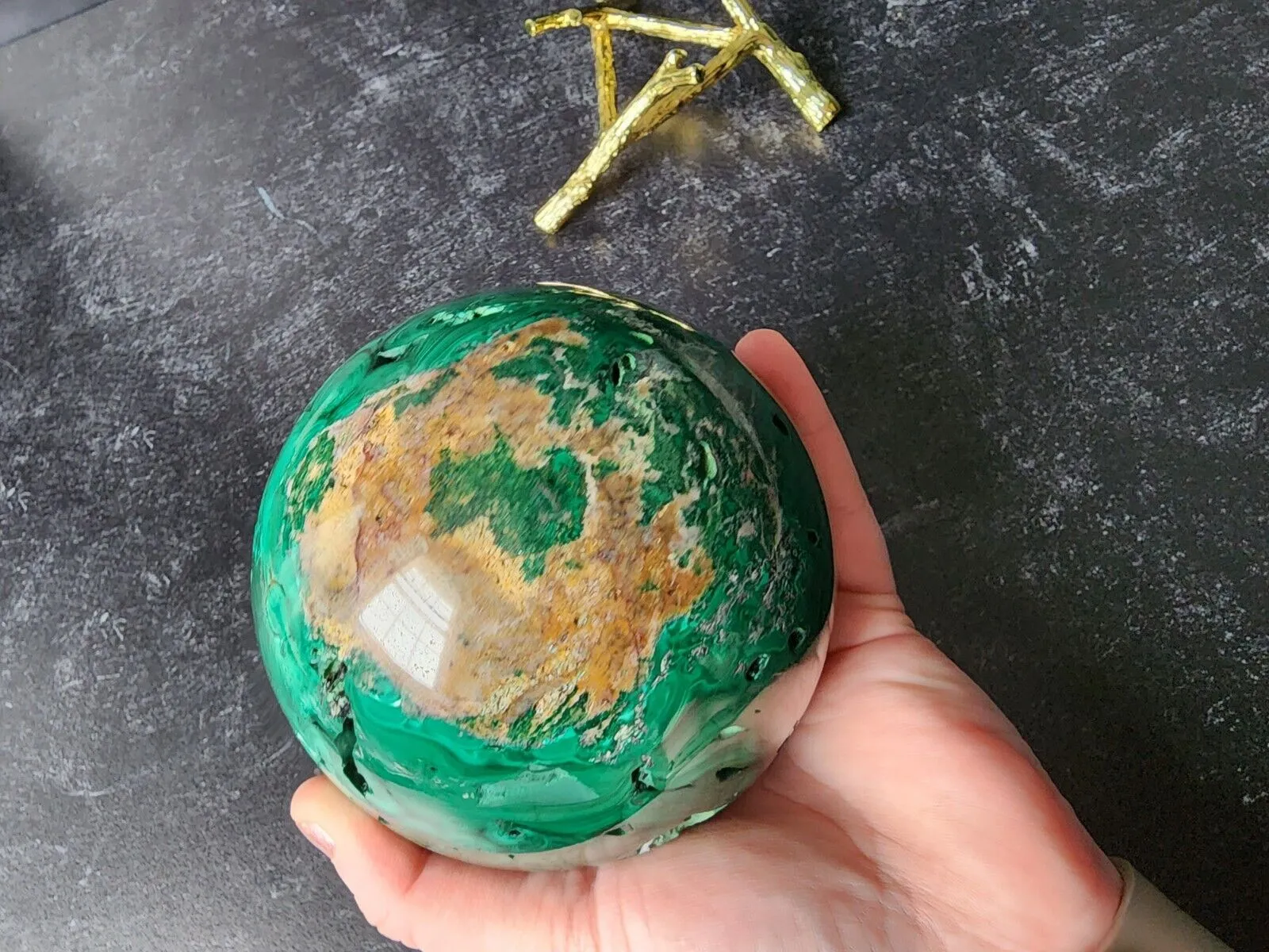 4 lb Malachite Druzy Sphere