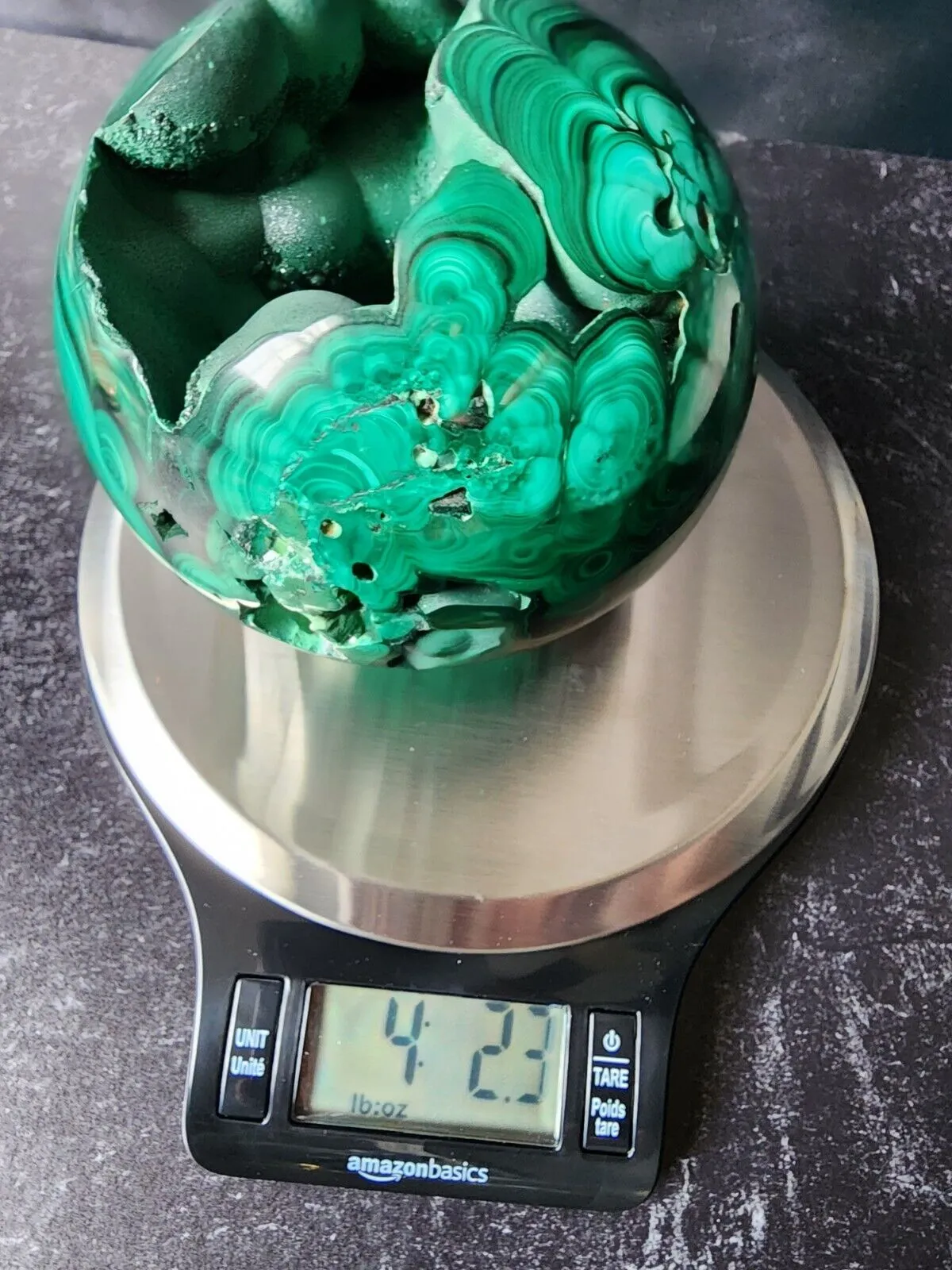 4 lb Malachite Druzy Sphere