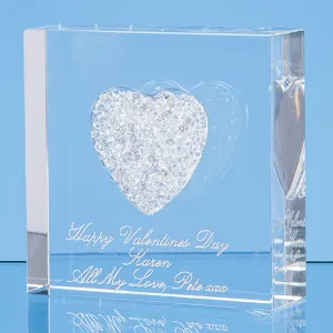 7.5cm White Diamante Heart Paperweight