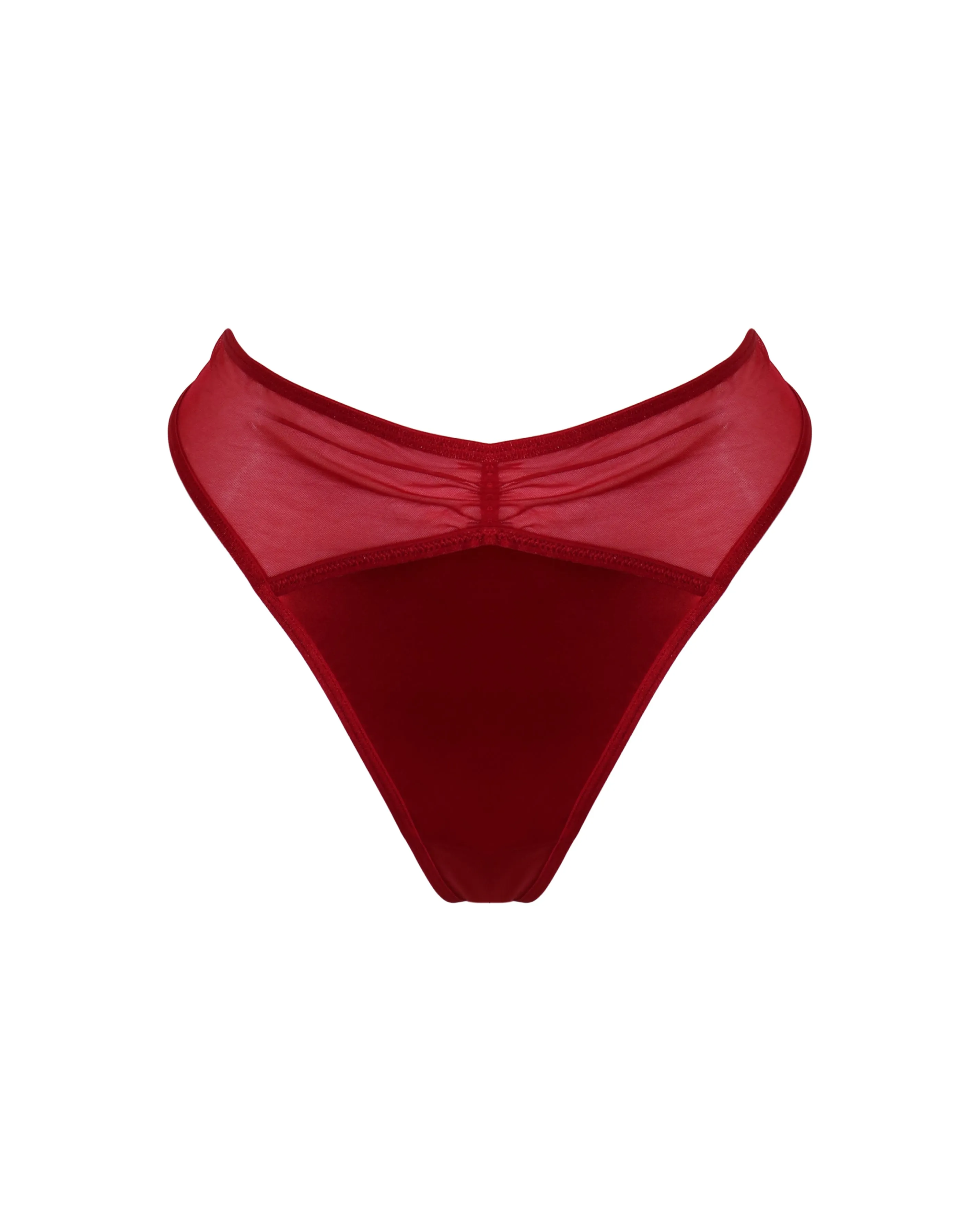 All Yours Satin And Mesh Thong In Red - Pour Moi