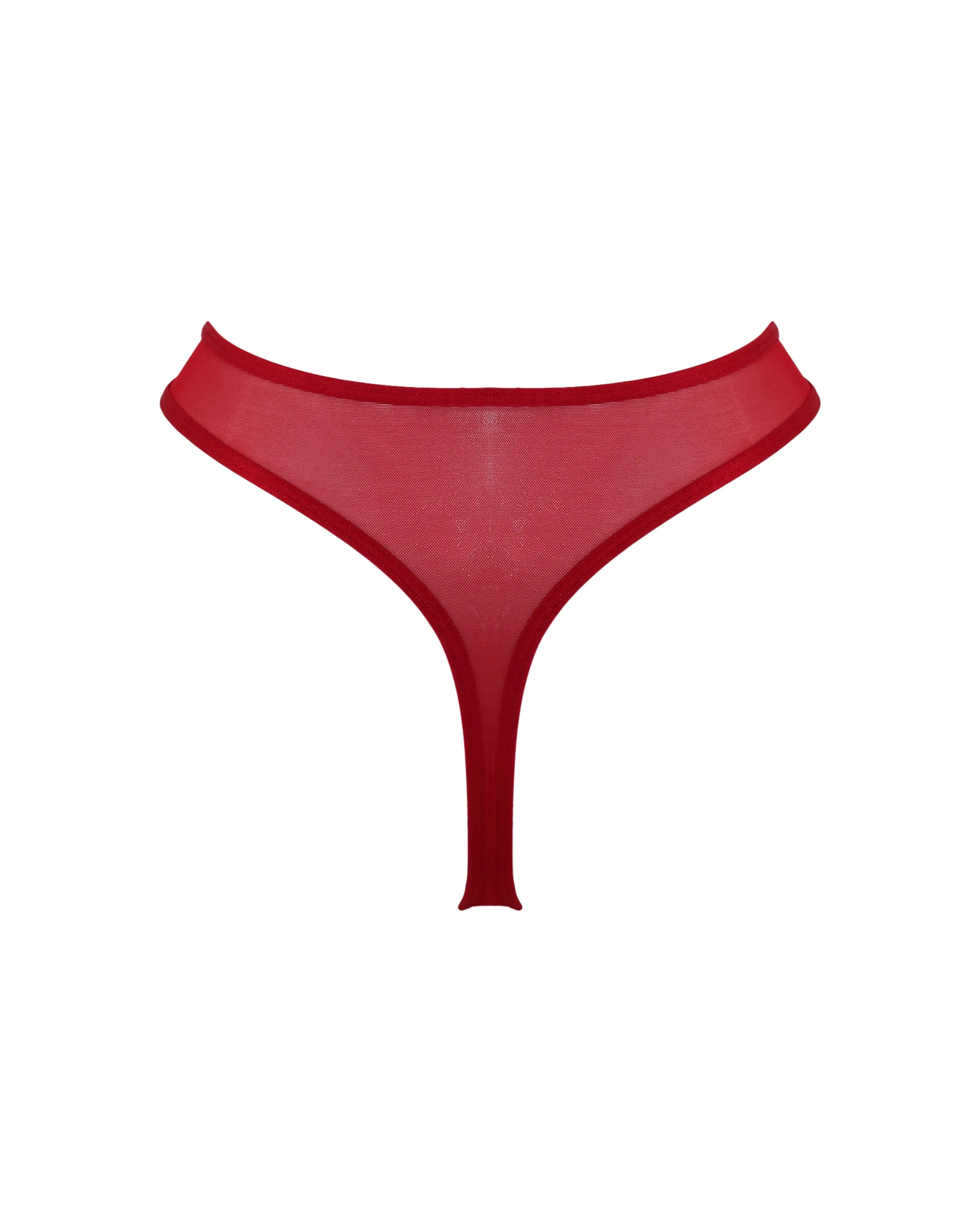 All Yours Satin And Mesh Thong In Red - Pour Moi