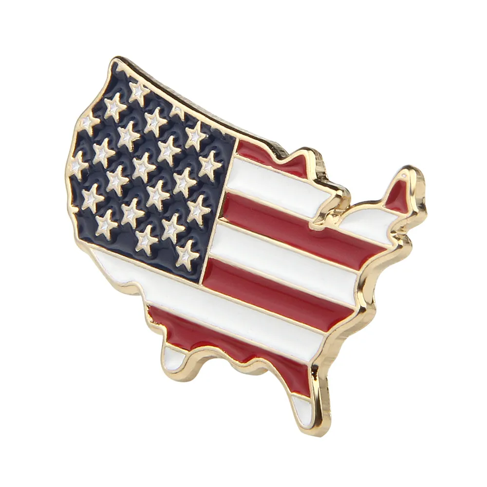 American Flag Pin with Map Shape
