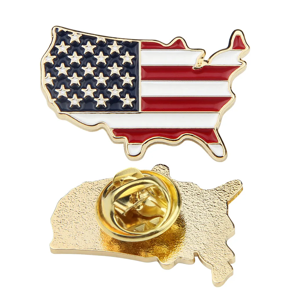American Flag Pin with Map Shape