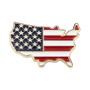 American Flag Pin with Map Shape
