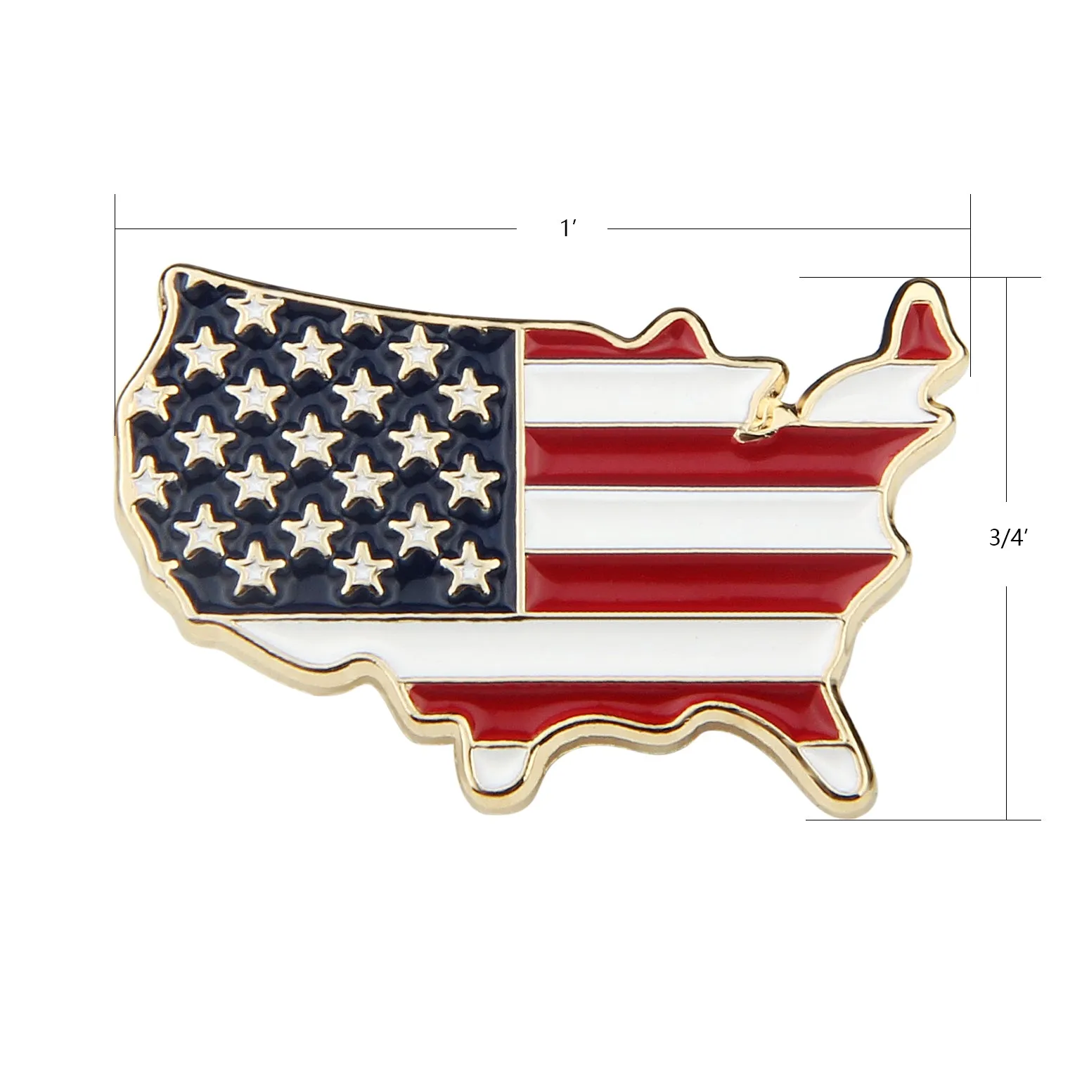 American Flag Pin with Map Shape