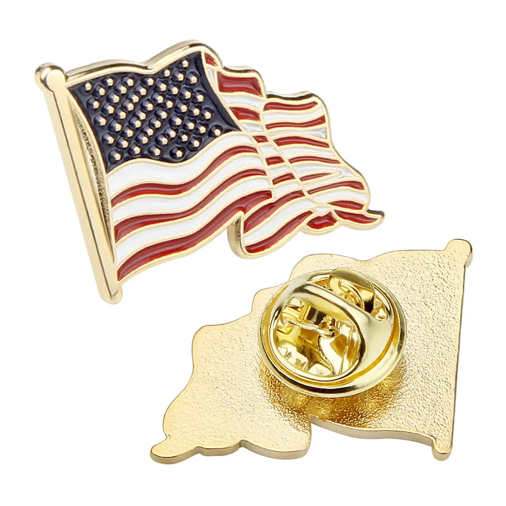 American Flag Pin with Waving Flag Shape