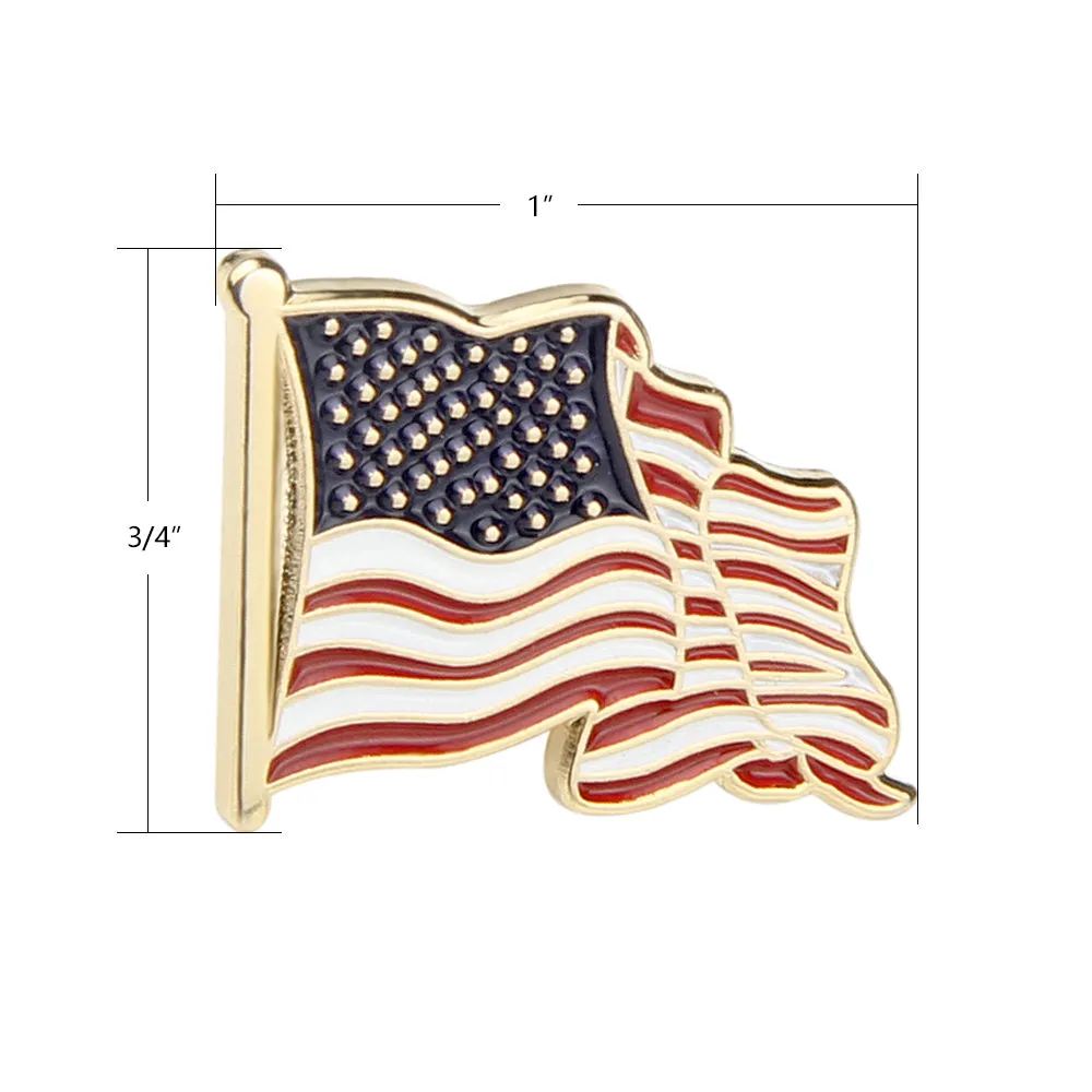 American Flag Pin with Waving Flag Shape