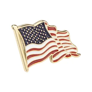 American Flag Pin with Waving Flag Shape