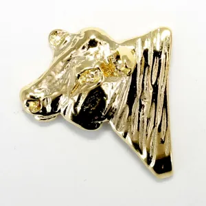 Angus Bull Tie Tack or Lapel Pin For Him with 14kt Gold Vermeil Head of Angus Bull