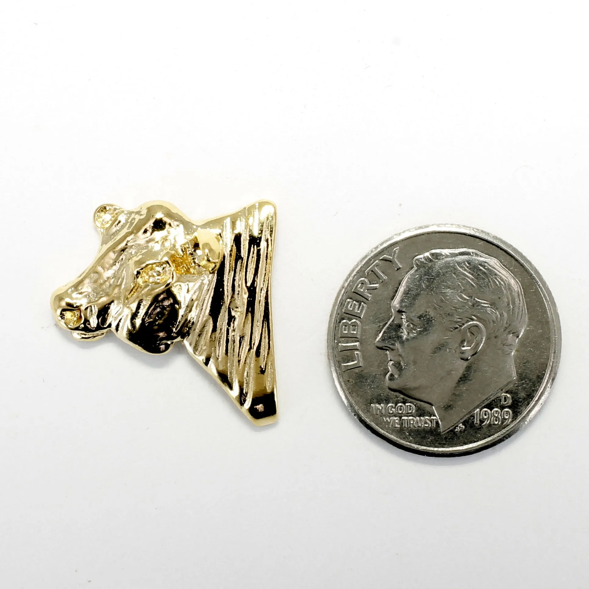 Angus Bull Tie Tack or Lapel Pin For Him with 14kt Gold Vermeil Head of Angus Bull