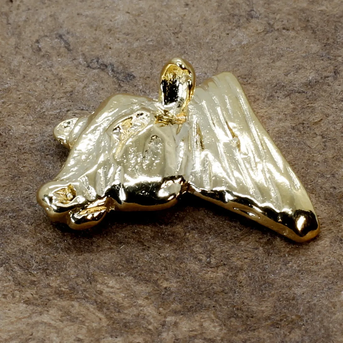 Angus Bull Tie Tack or Lapel Pin For Him with 14kt Gold Vermeil Head of Angus Bull