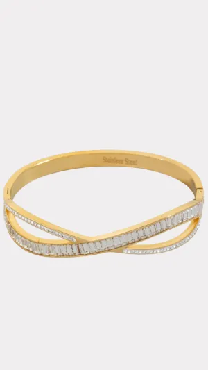 Baguette Hinge Bangle Gold