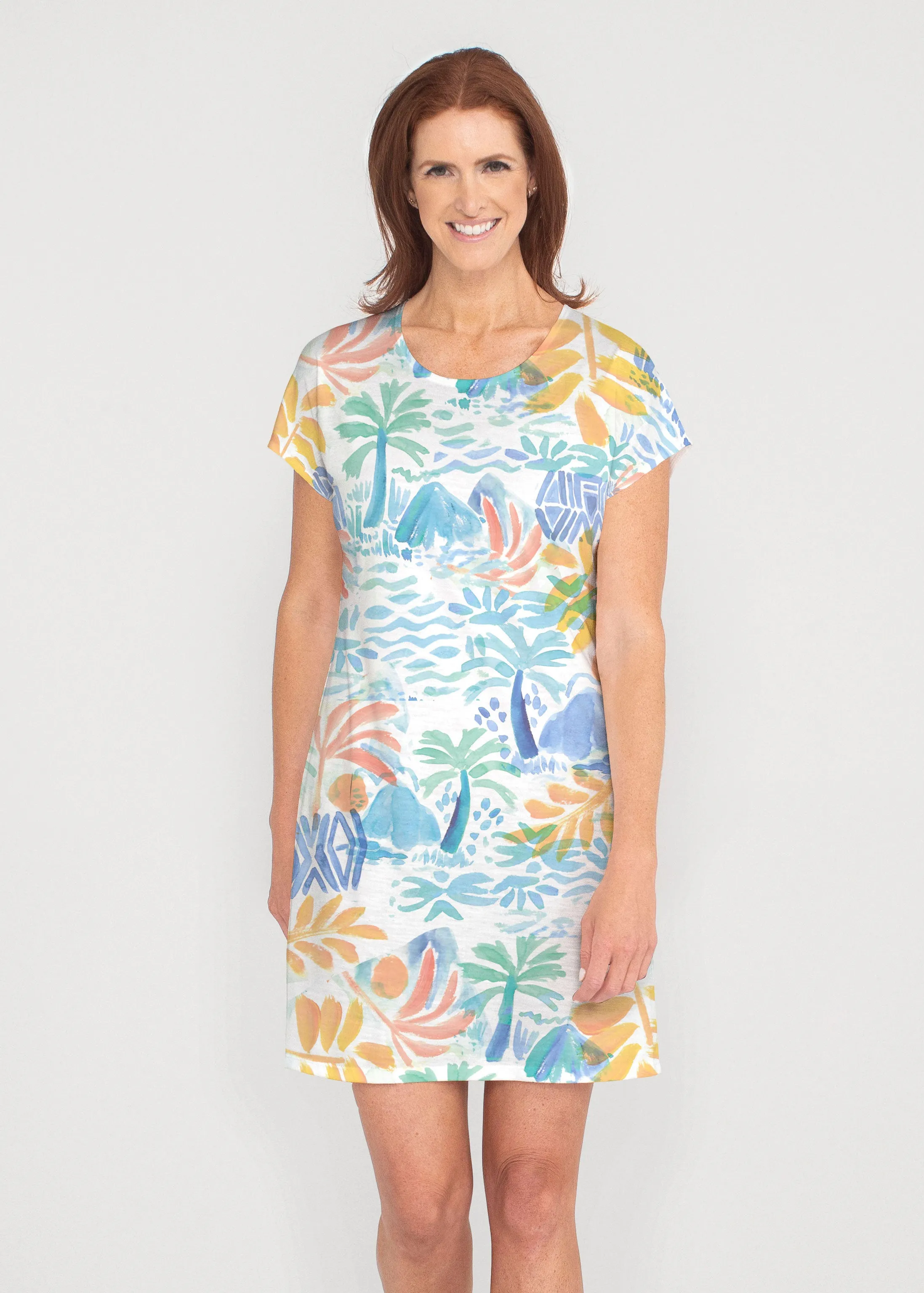 Bahama Mama (17256) ~ French Terry Short Sleeve Crew Dress
