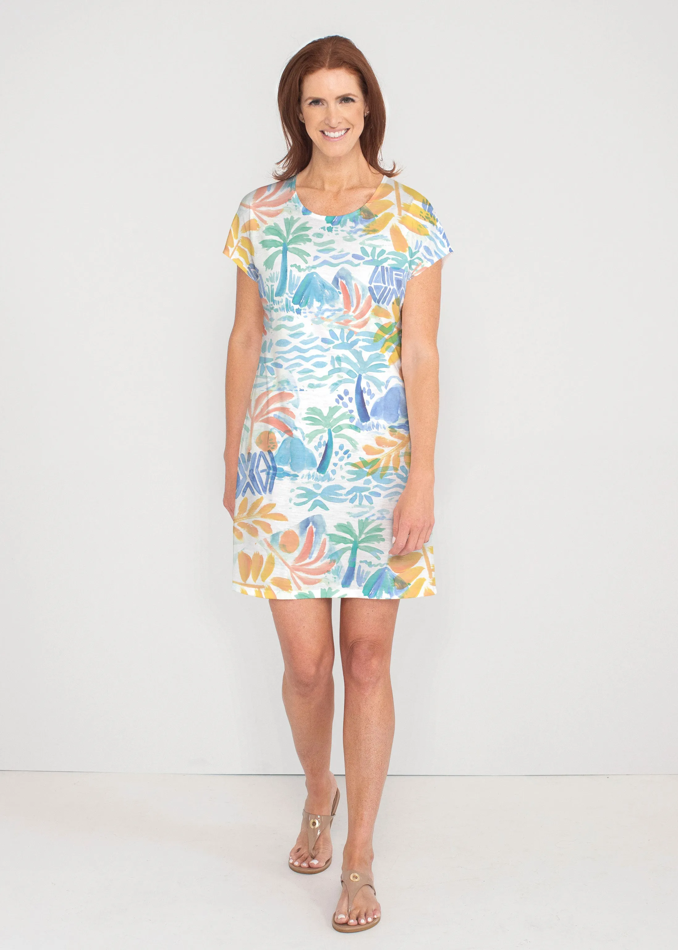 Bahama Mama (17256) ~ French Terry Short Sleeve Crew Dress