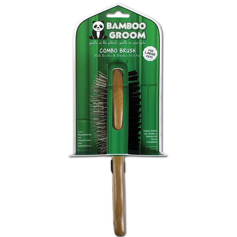 Bamboo Groom Combo Brush with Bristles & Pins