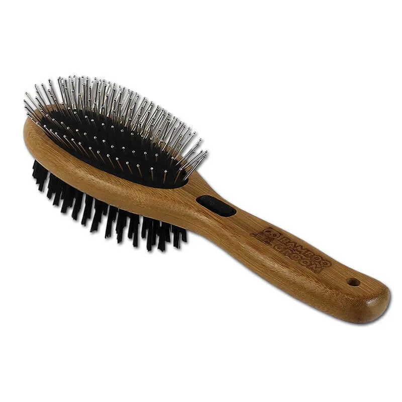 Bamboo Groom Combo Brush with Bristles & Pins
