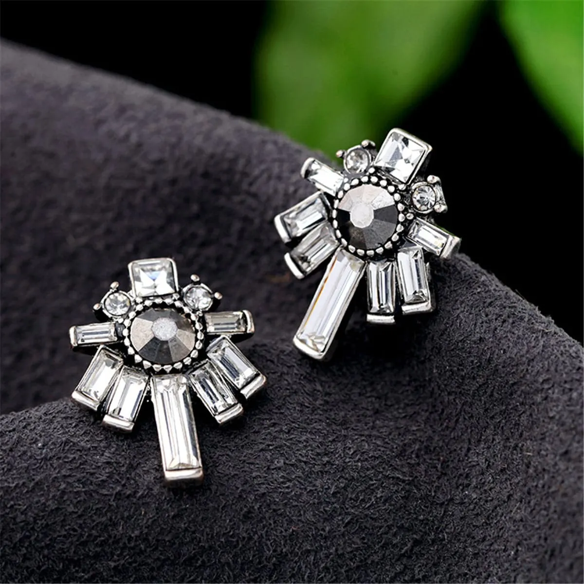Black & White Crystal Stud Earrings