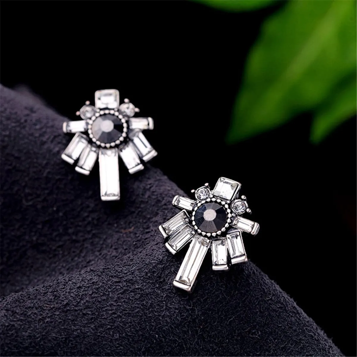 Black & White Crystal Stud Earrings