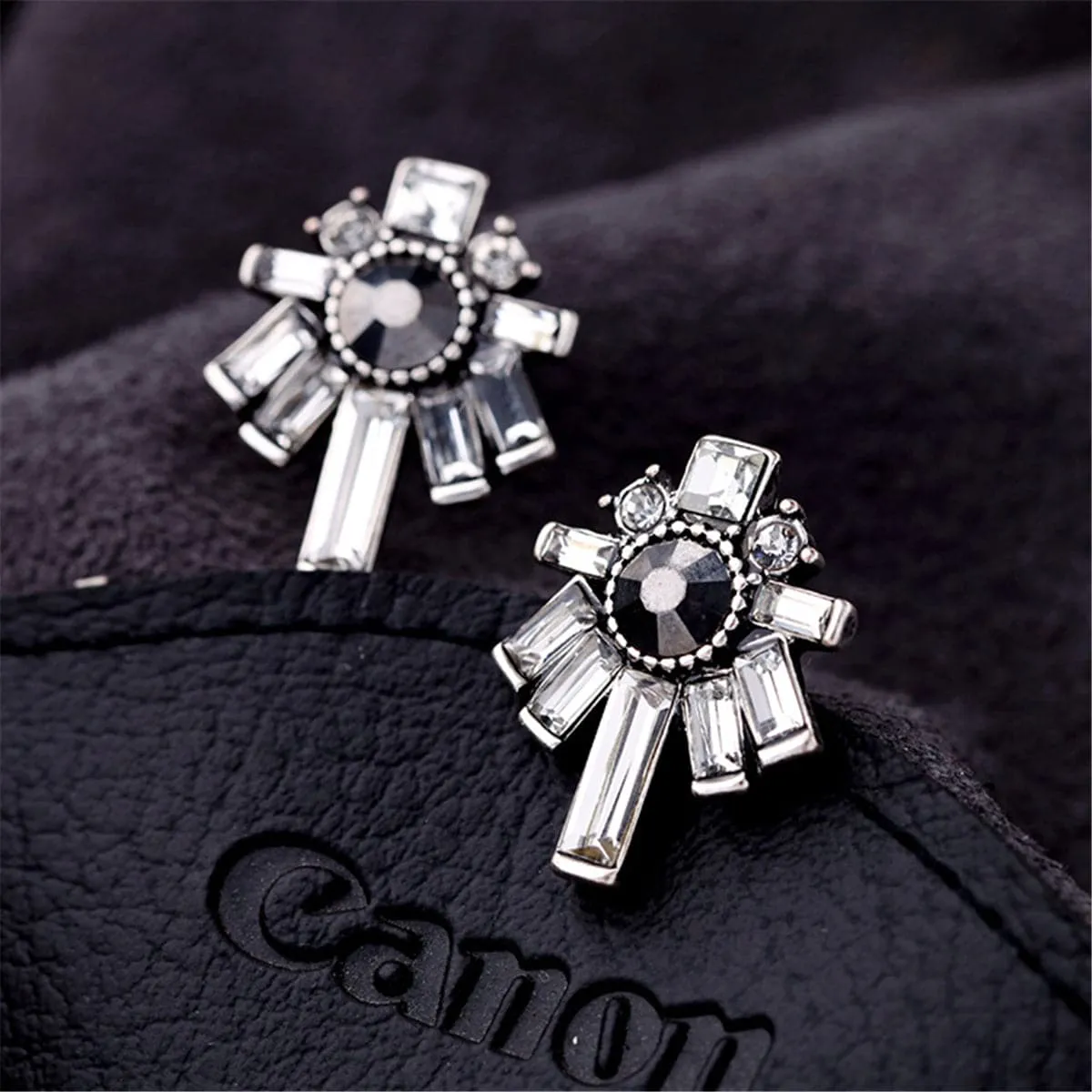 Black & White Crystal Stud Earrings