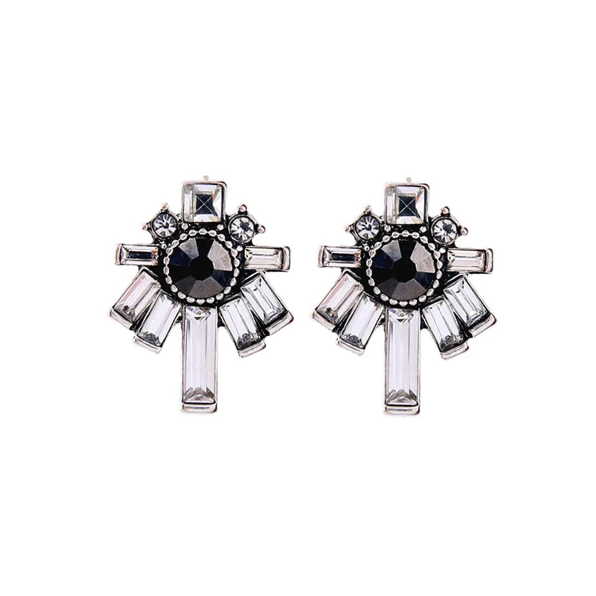 Black & White Crystal Stud Earrings