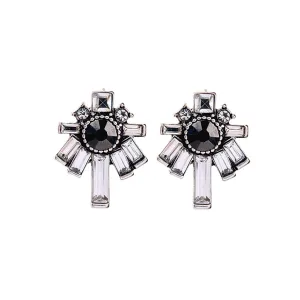 Black & White Crystal Stud Earrings