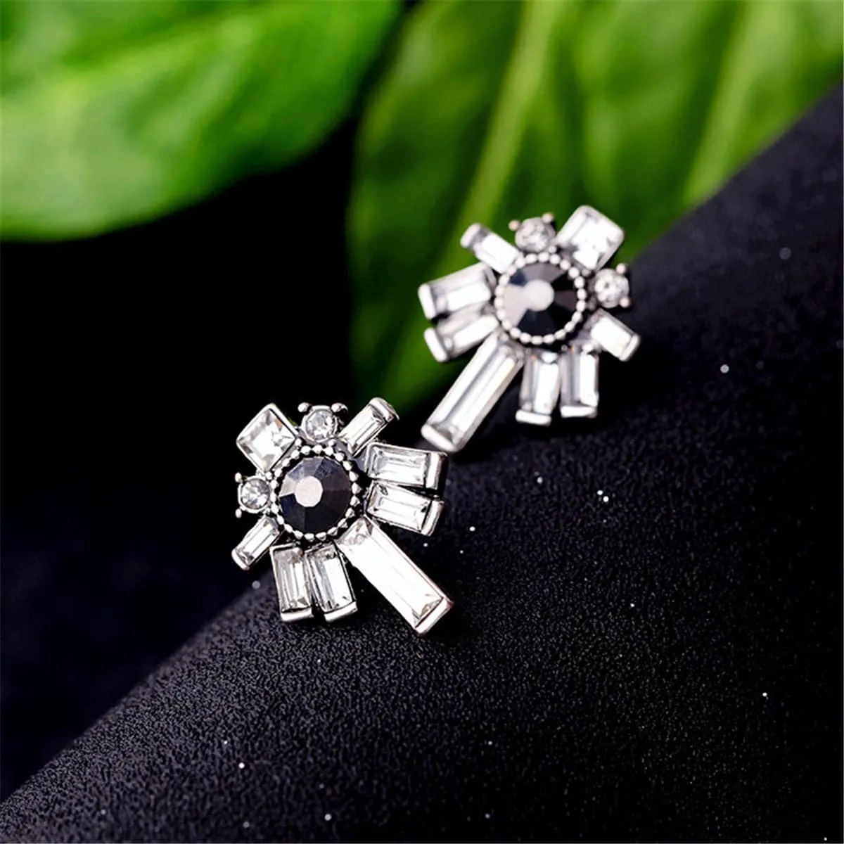 Black & White Crystal Stud Earrings