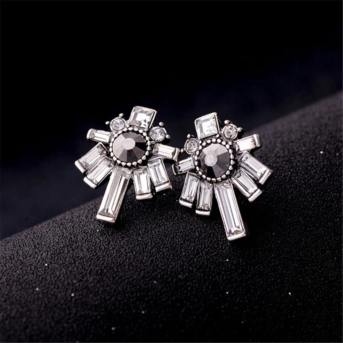Black & White Crystal Stud Earrings