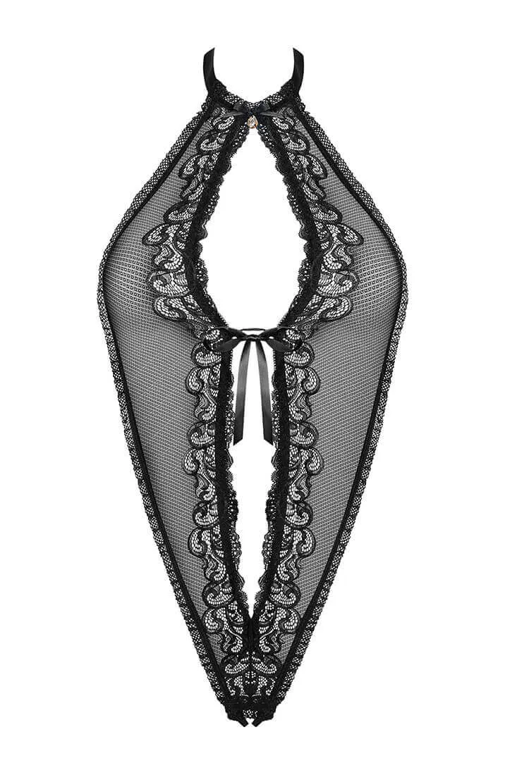 Black crotchless lace teddy - ShowTime