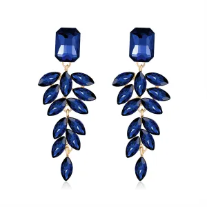 Blue Crystal & 18K Gold-Plated Botanical Drop Earrings