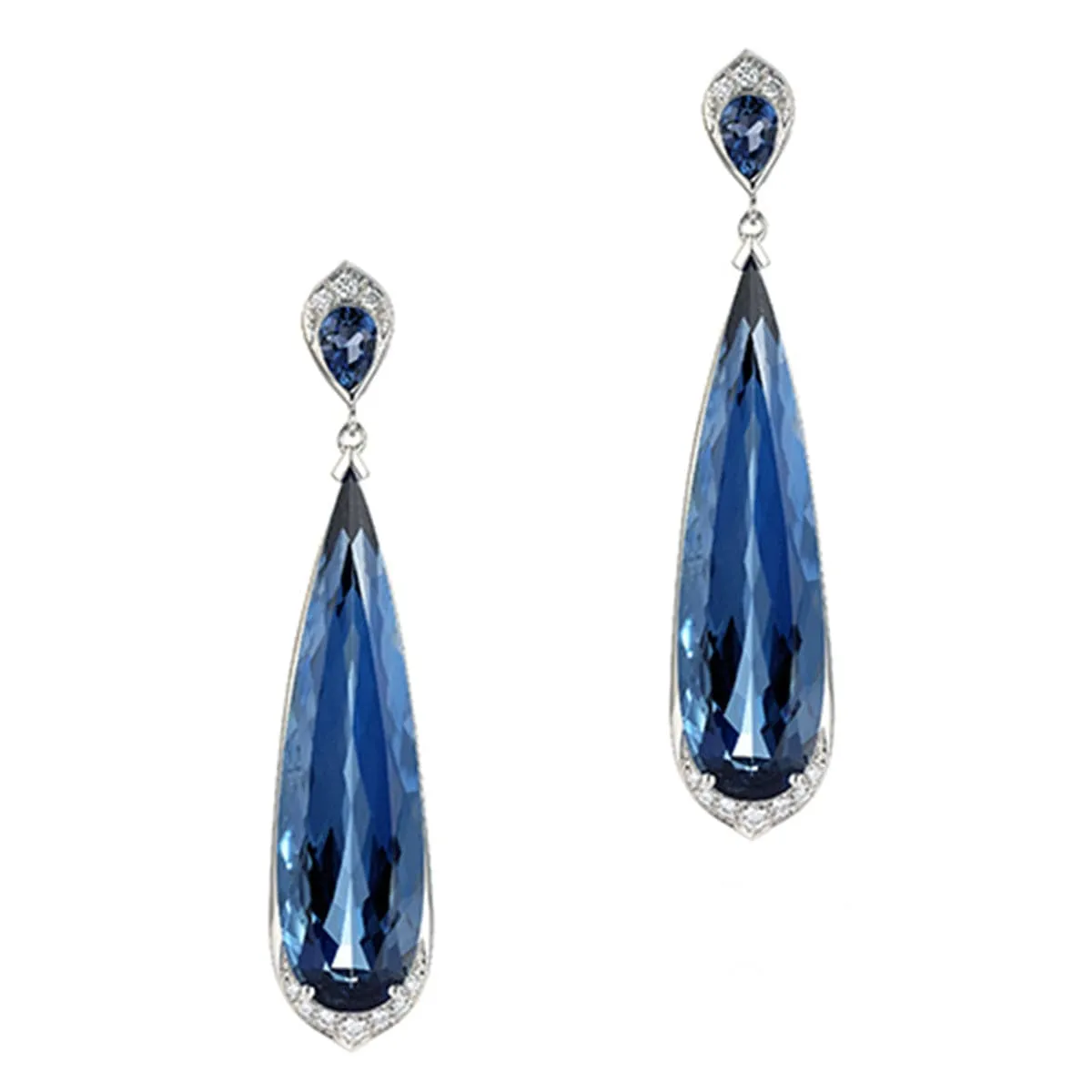 Blue Crystal & Cubic Zirconia Pear-Cut Drop Earrings