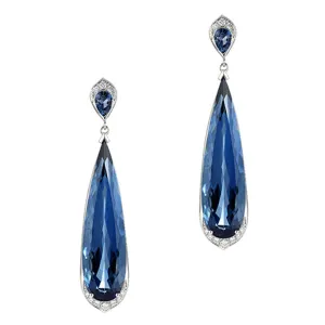 Blue Crystal & Cubic Zirconia Pear-Cut Drop Earrings
