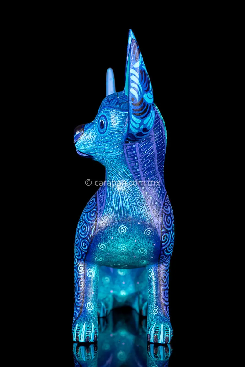 Blue Dog Mexican Wood Carving Alebrije
