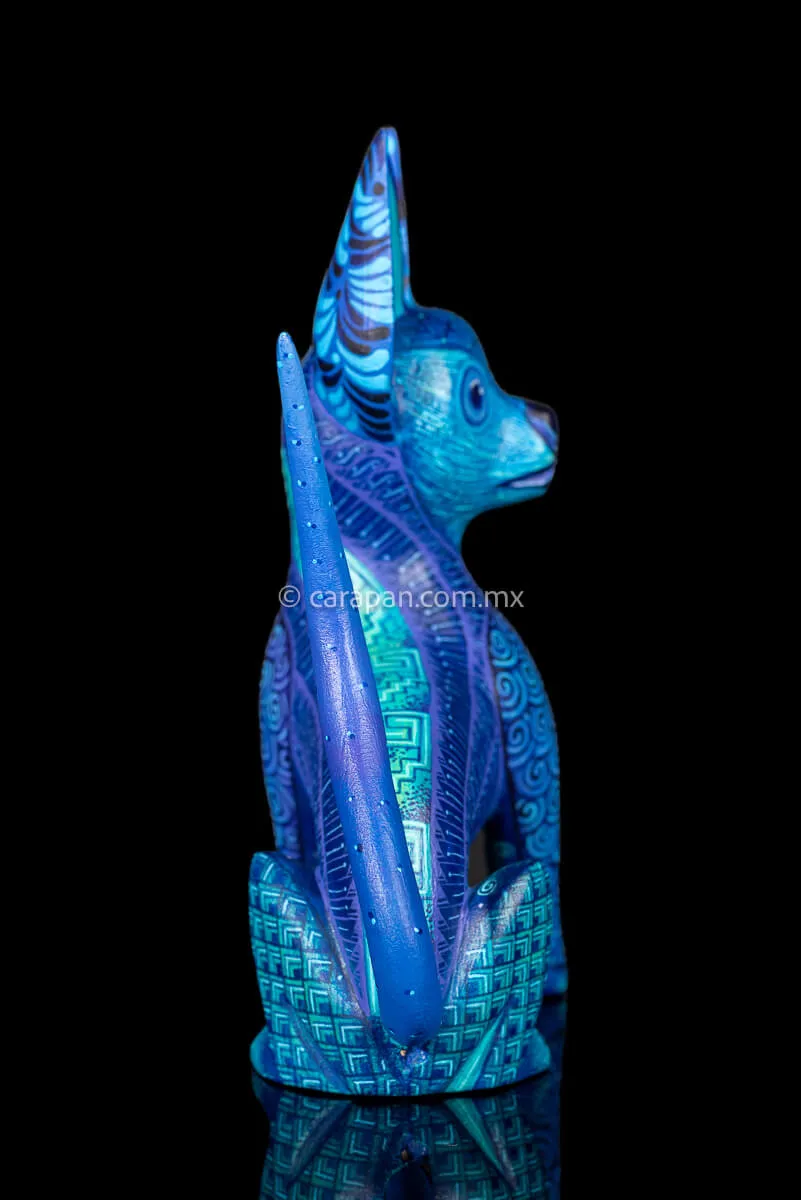 Blue Dog Mexican Wood Carving Alebrije
