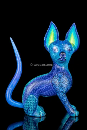 Blue Dog Mexican Wood Carving Alebrije