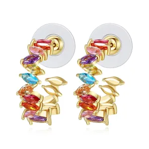 Blue Marquise Crystal & 18K Gold-Plated Irregular Huggie Earrings