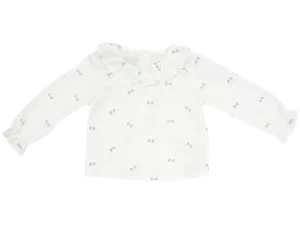 Bow Print Collared Blouse
