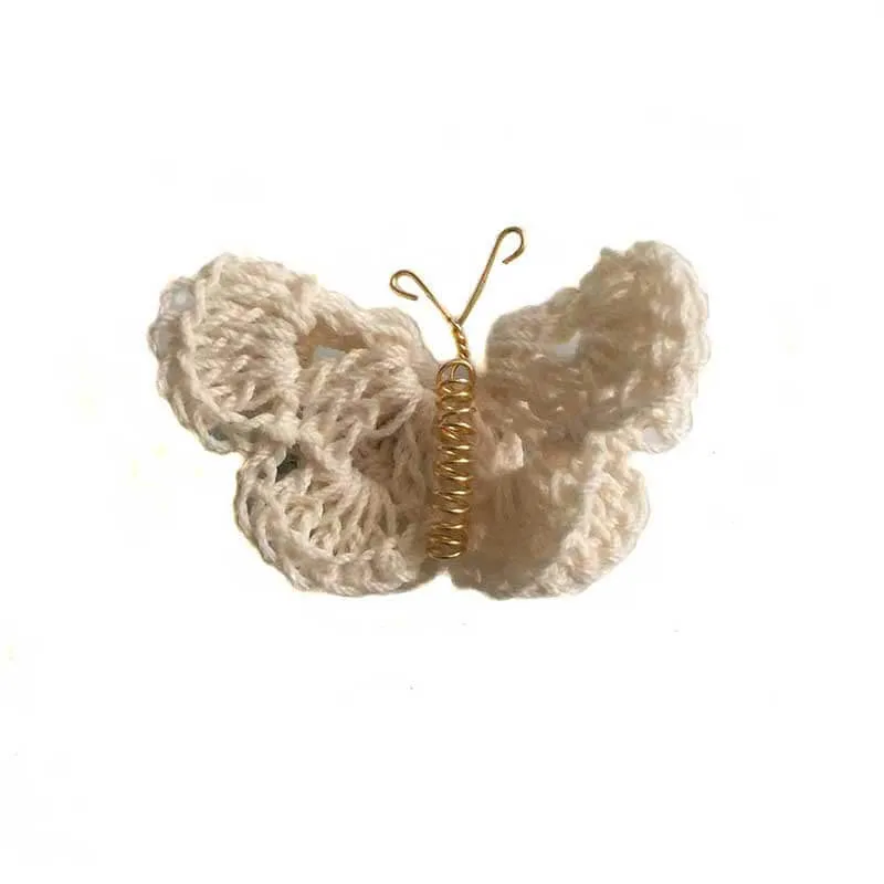Butterfly Hair Pin Cream Crochet