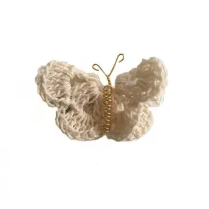 Butterfly Hair Pin Cream Crochet